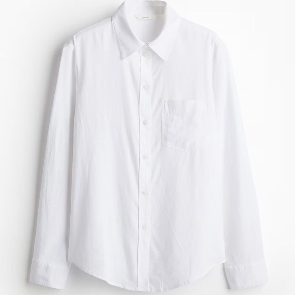 H&M premium selection women’s linen blend shirt XS NWT white